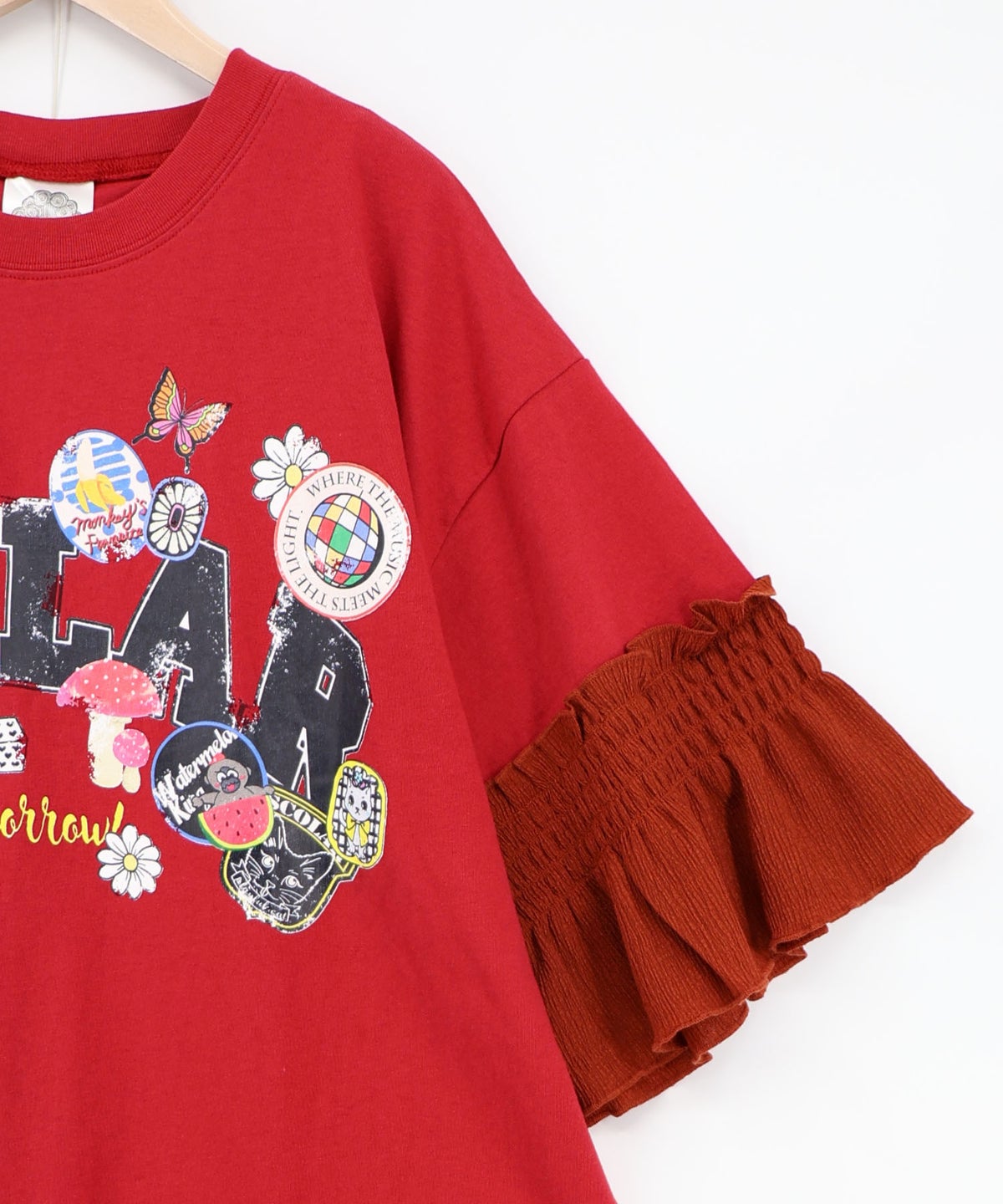 フリル袖付き ポップロゴTシャツ-16