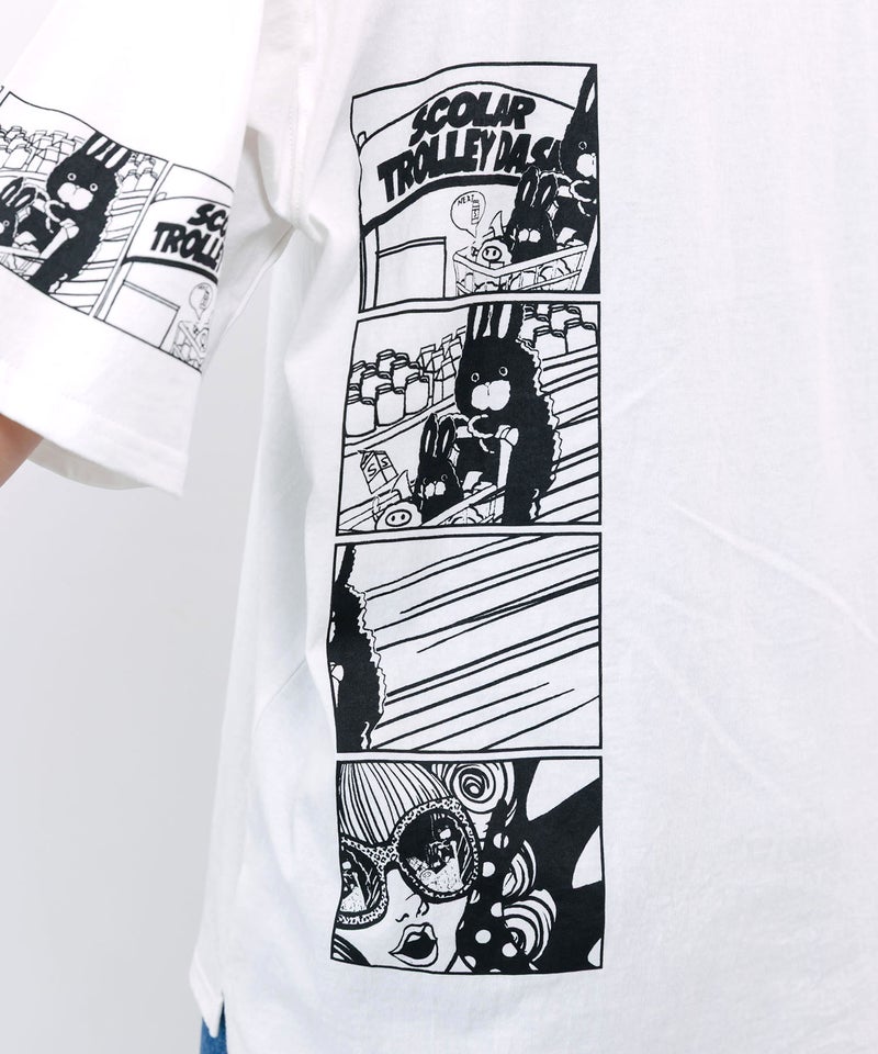 びっくりガール柄 四コマ風Tシャツ-10