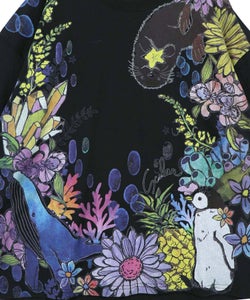 お花いっぱい水族館柄Tシャツ-11