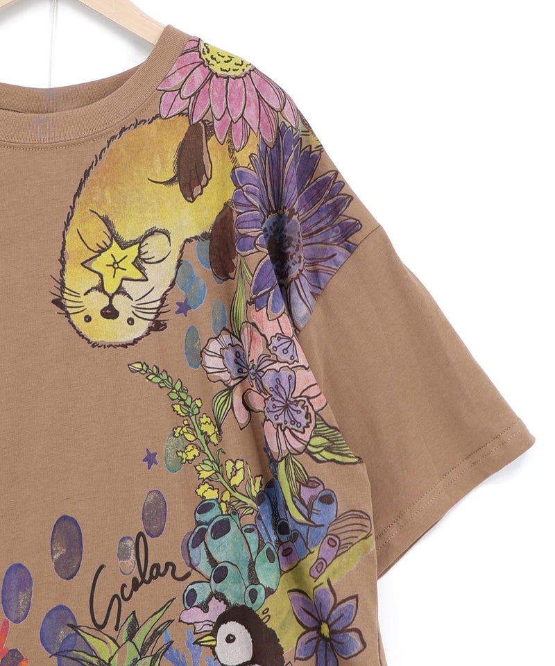 お花いっぱい水族館柄Tシャツ-15