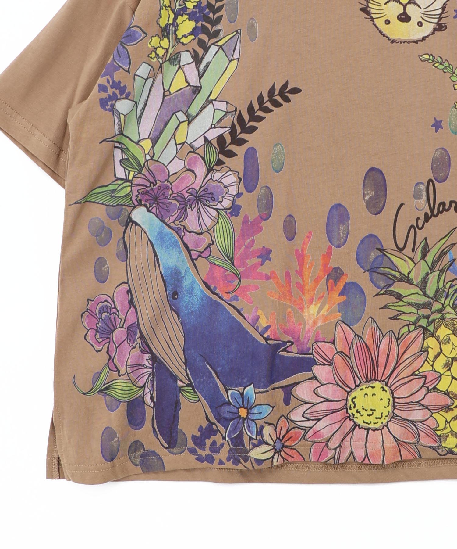 162707：お花いっぱい水族館柄Tシャツの通販-ScoLar