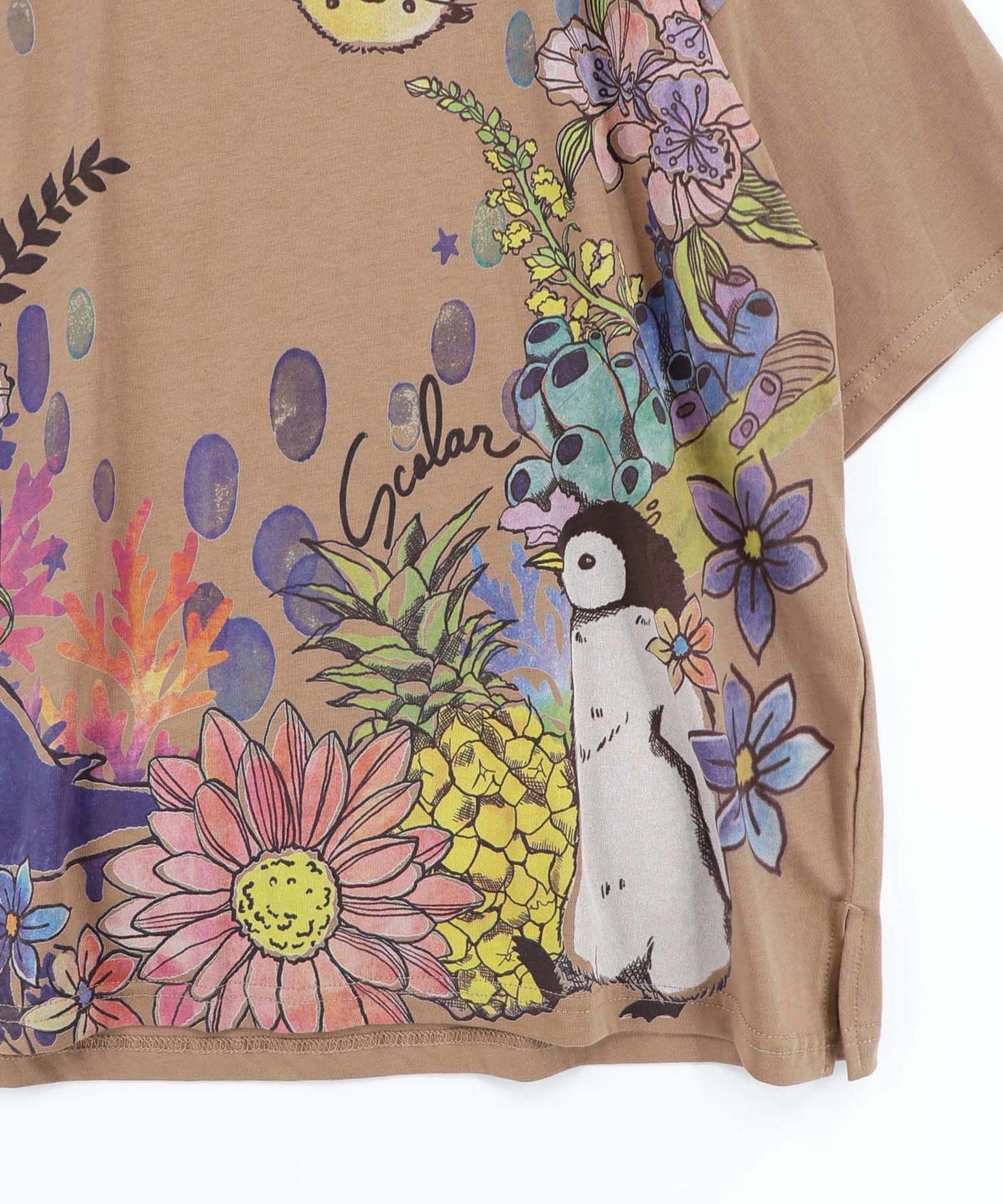 お花いっぱい水族館柄Tシャツ-17