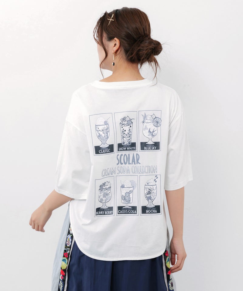 スカラークリームソーダコレクション柄Tシャツ-2