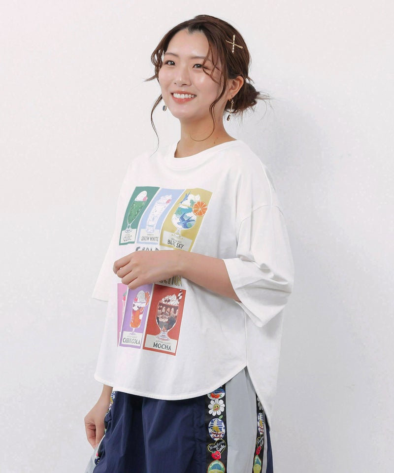 スカラークリームソーダコレクション柄Tシャツ-5