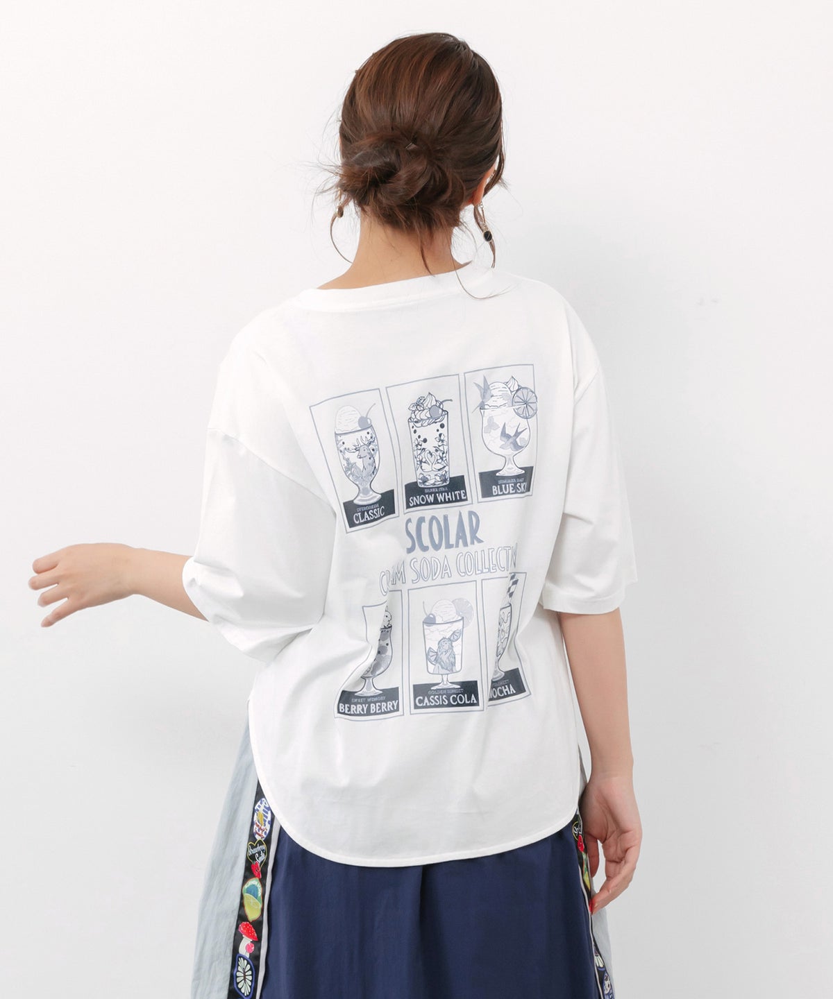 スカラークリームソーダコレクション柄Tシャツ-6