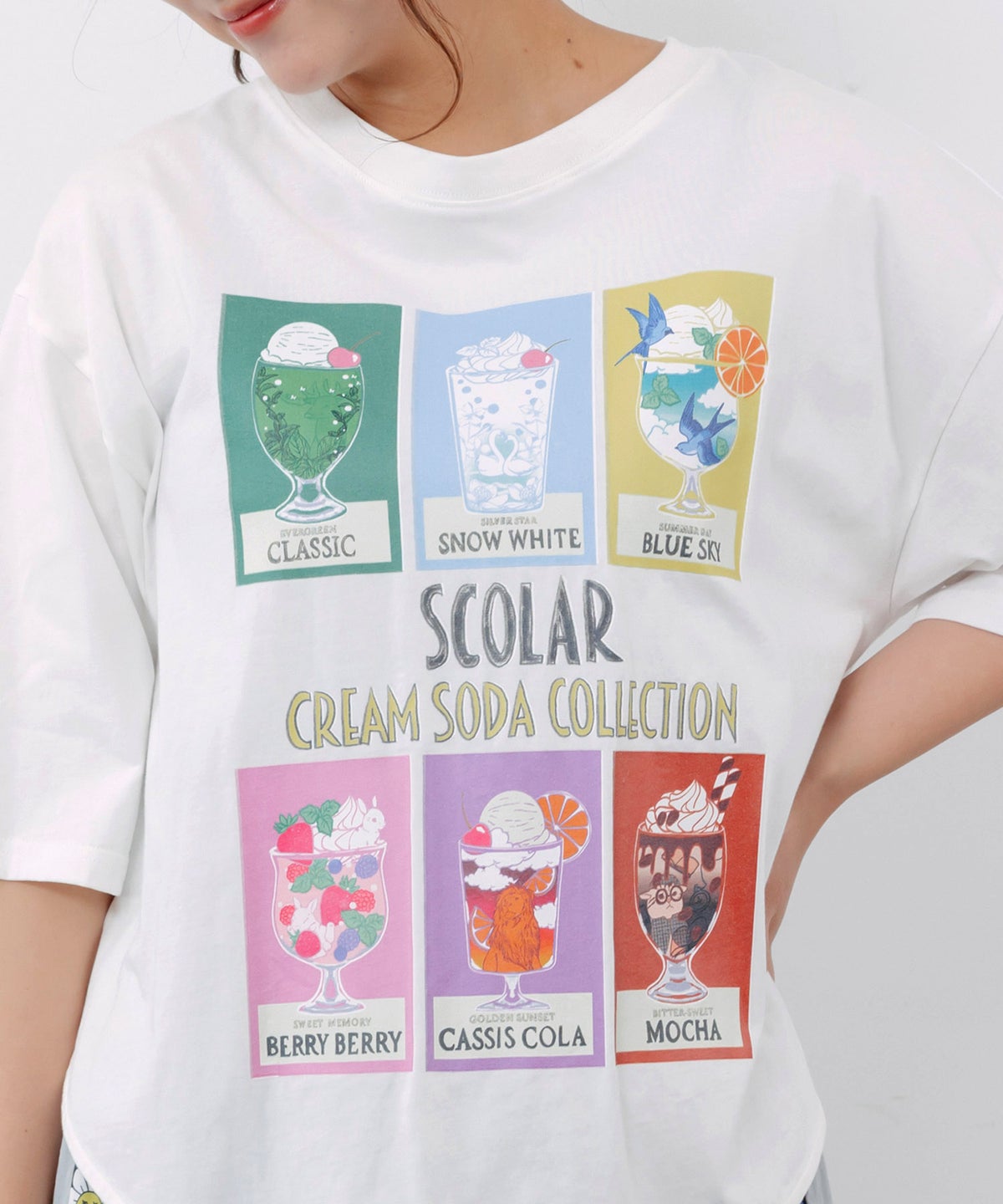 スカラークリームソーダコレクション柄Tシャツ-7
