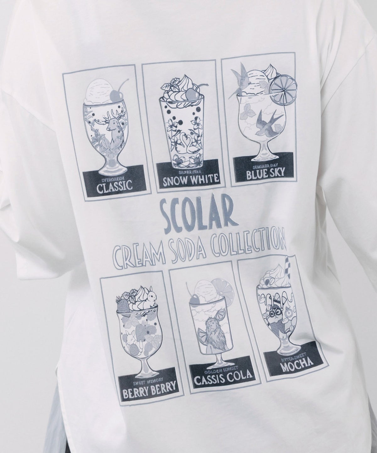 スカラークリームソーダコレクション柄Tシャツ-9