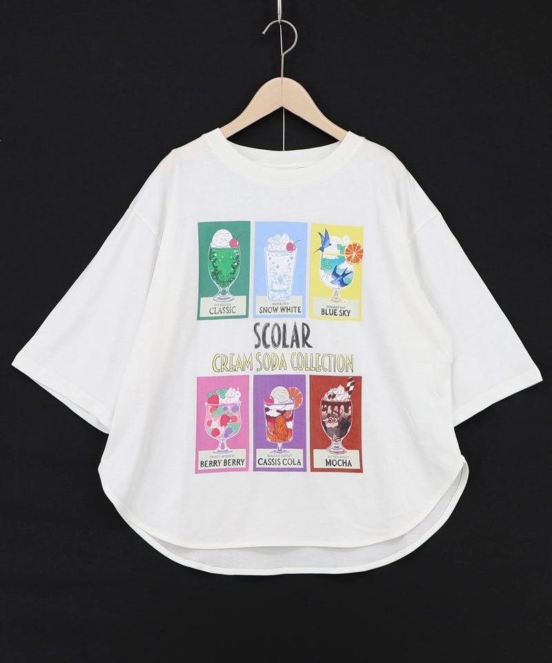 スカラークリームソーダコレクション柄Tシャツ-10