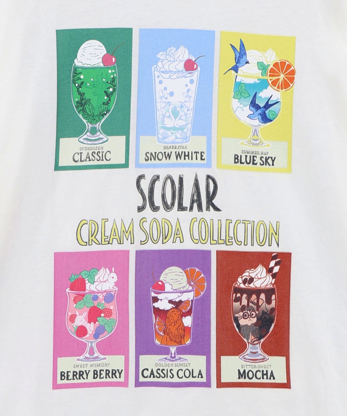 スカラークリームソーダコレクション柄Tシャツ-12