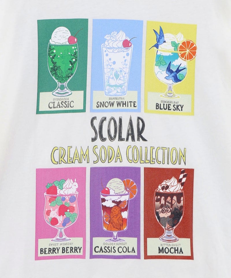 スカラークリームソーダコレクション柄Tシャツ-12