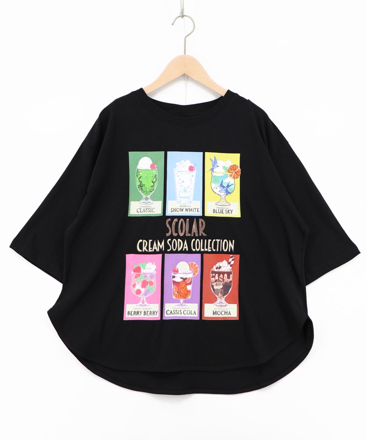スカラークリームソーダコレクション柄Tシャツ-13