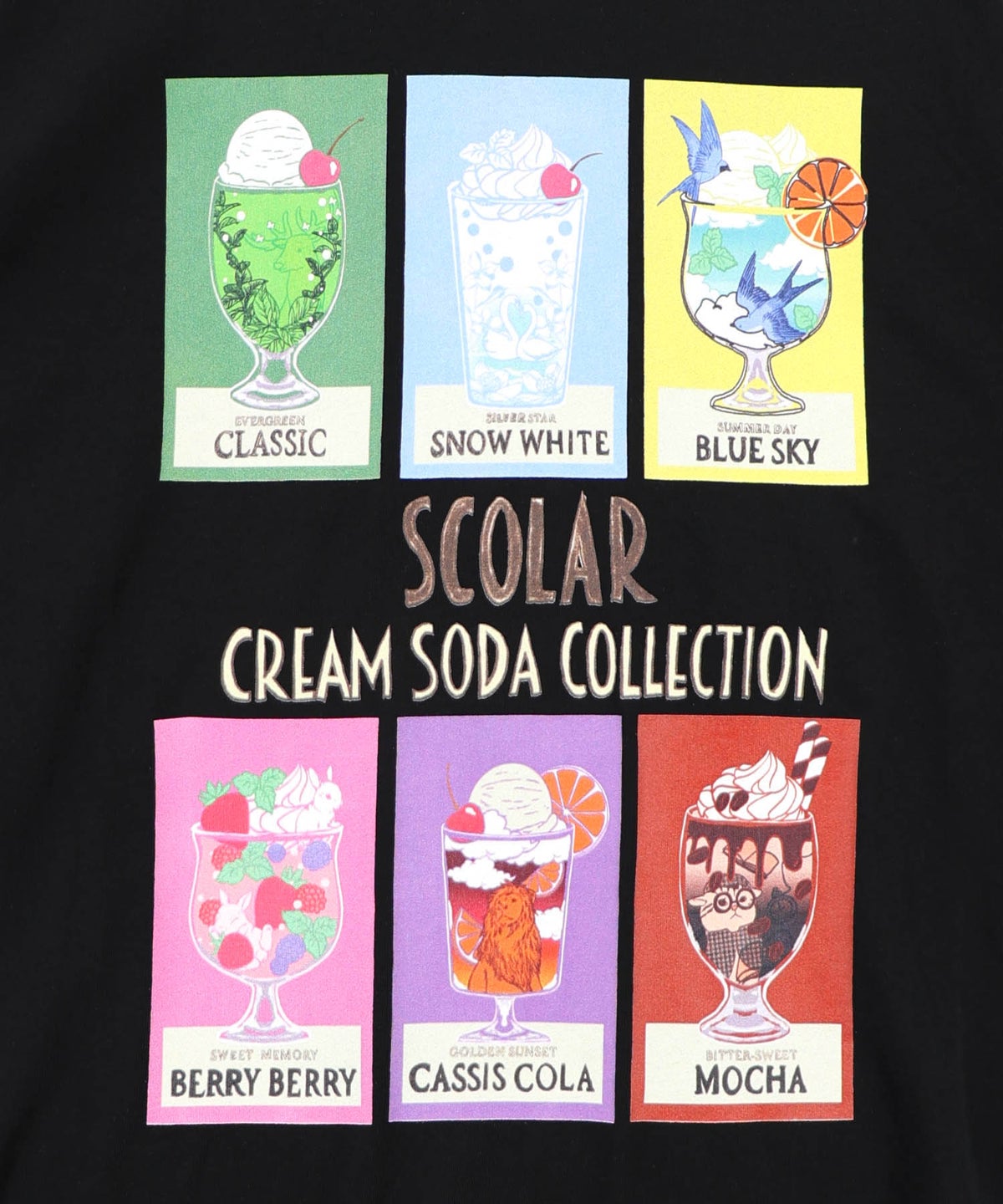 スカラークリームソーダコレクション柄Tシャツ-15