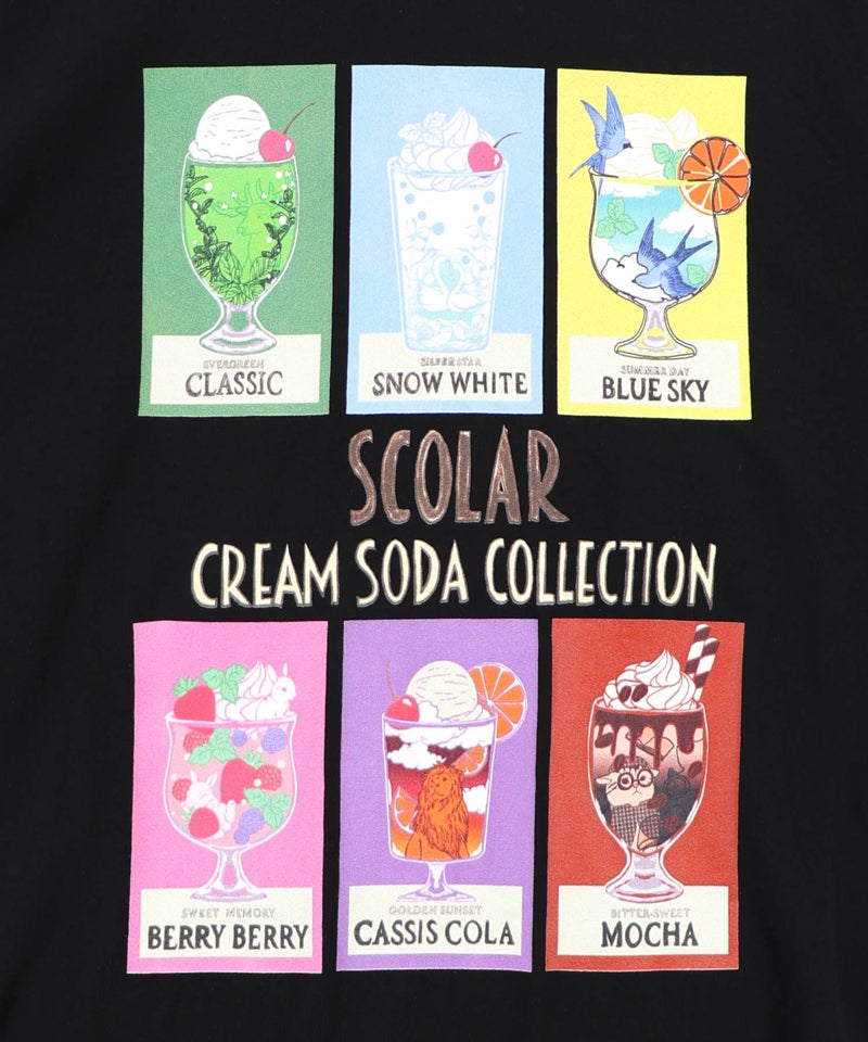 スカラークリームソーダコレクション柄Tシャツ-15