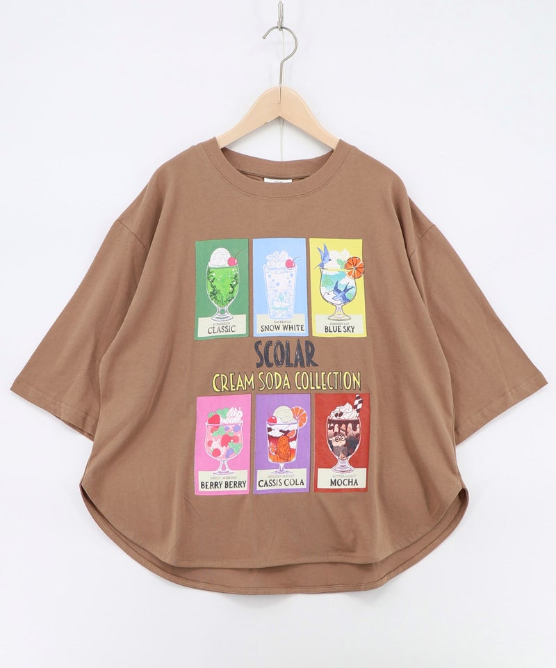 スカラークリームソーダコレクション柄Tシャツ-16