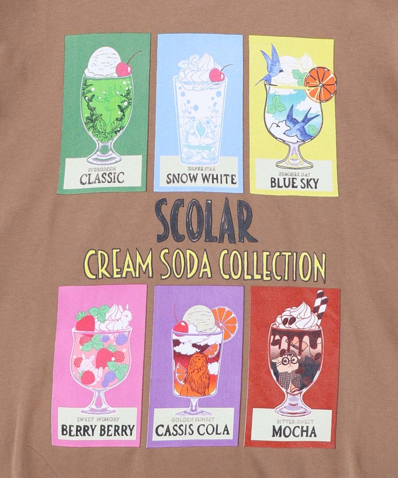 スカラークリームソーダコレクション柄Tシャツ-18