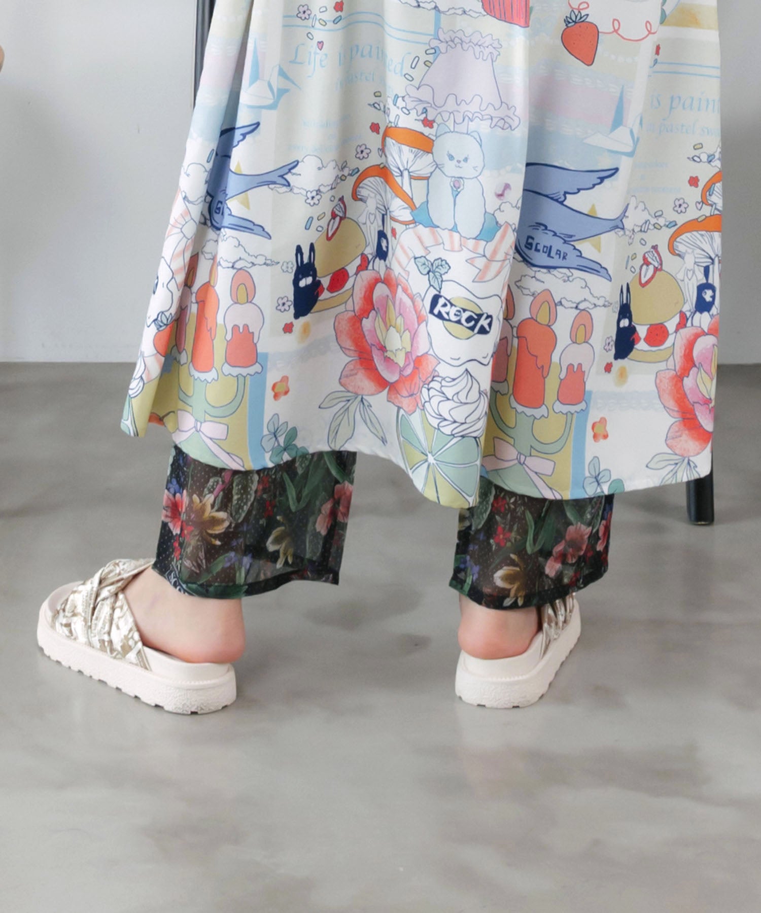 162689：2柄展開 シアー裾切替 ボドレーペチパンツの通販-ScoLar