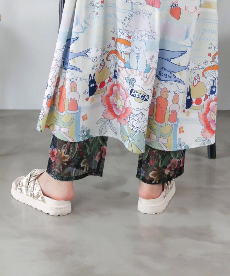 2柄展開 シアー裾切替 ボドレーペチパンツ-5