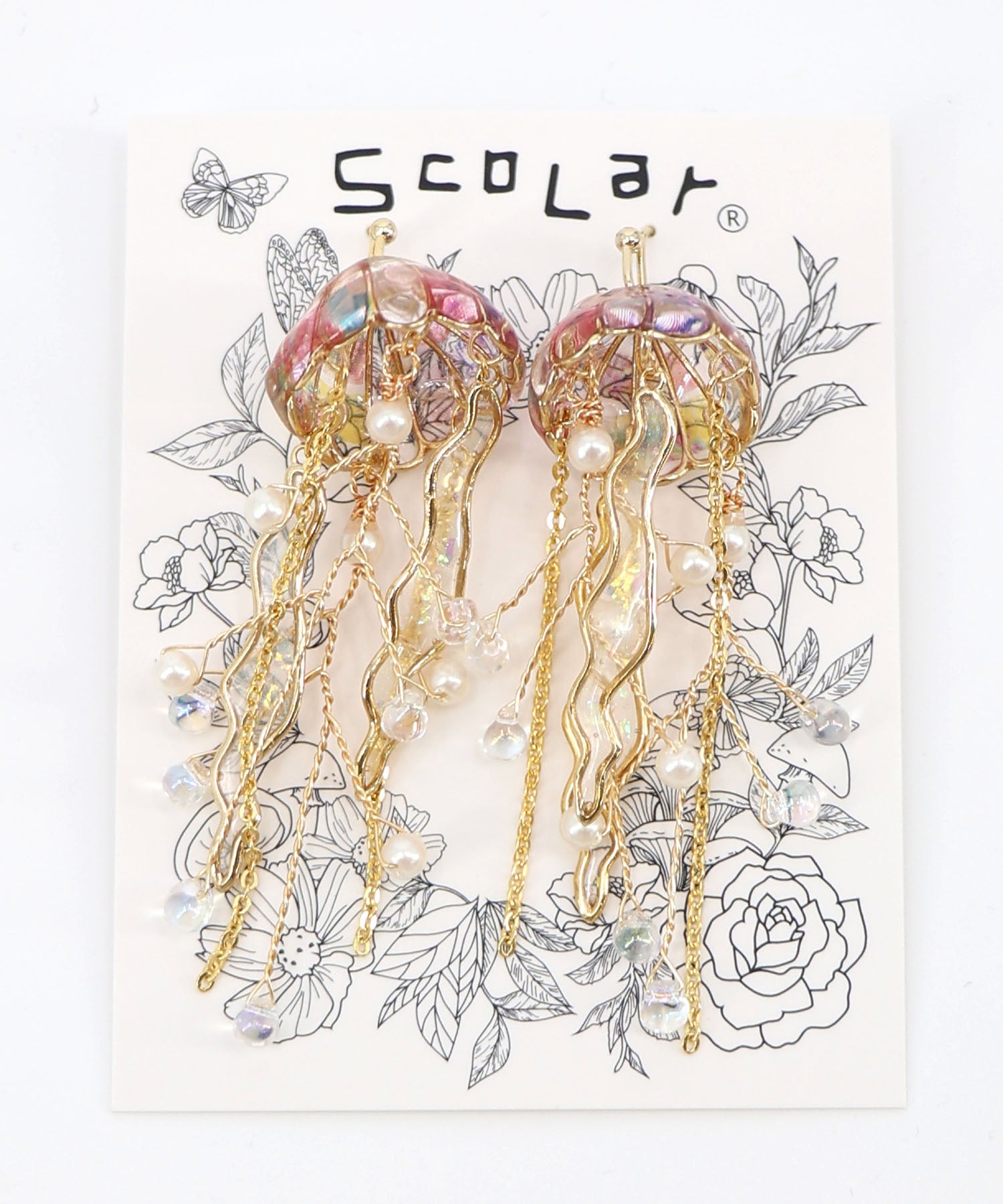 662336：ゆらゆら揺れる くらげチャームピアスの通販-ScoLar