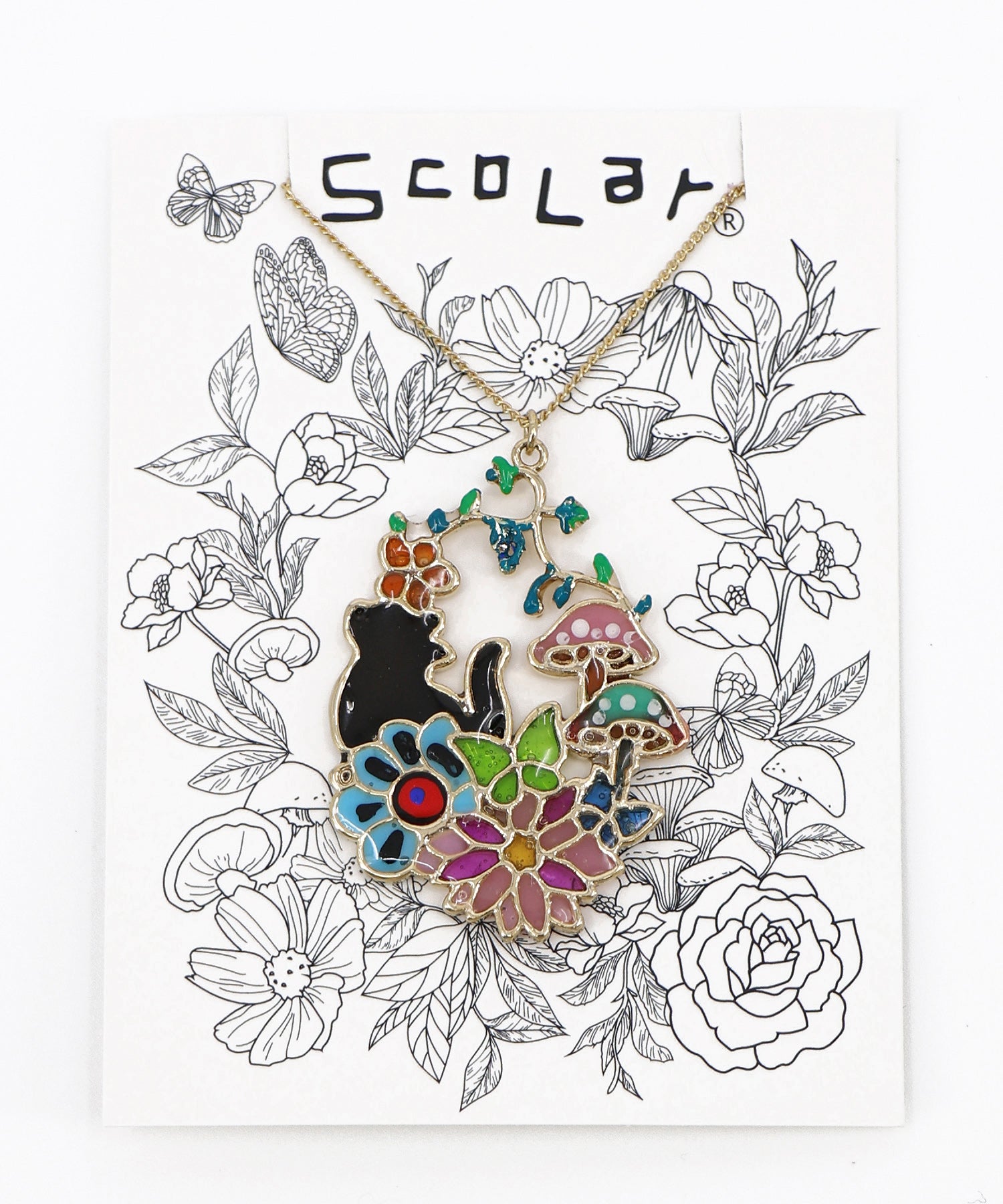 662335：ネコ×花×きのこ ネックレスの通販-ScoLar