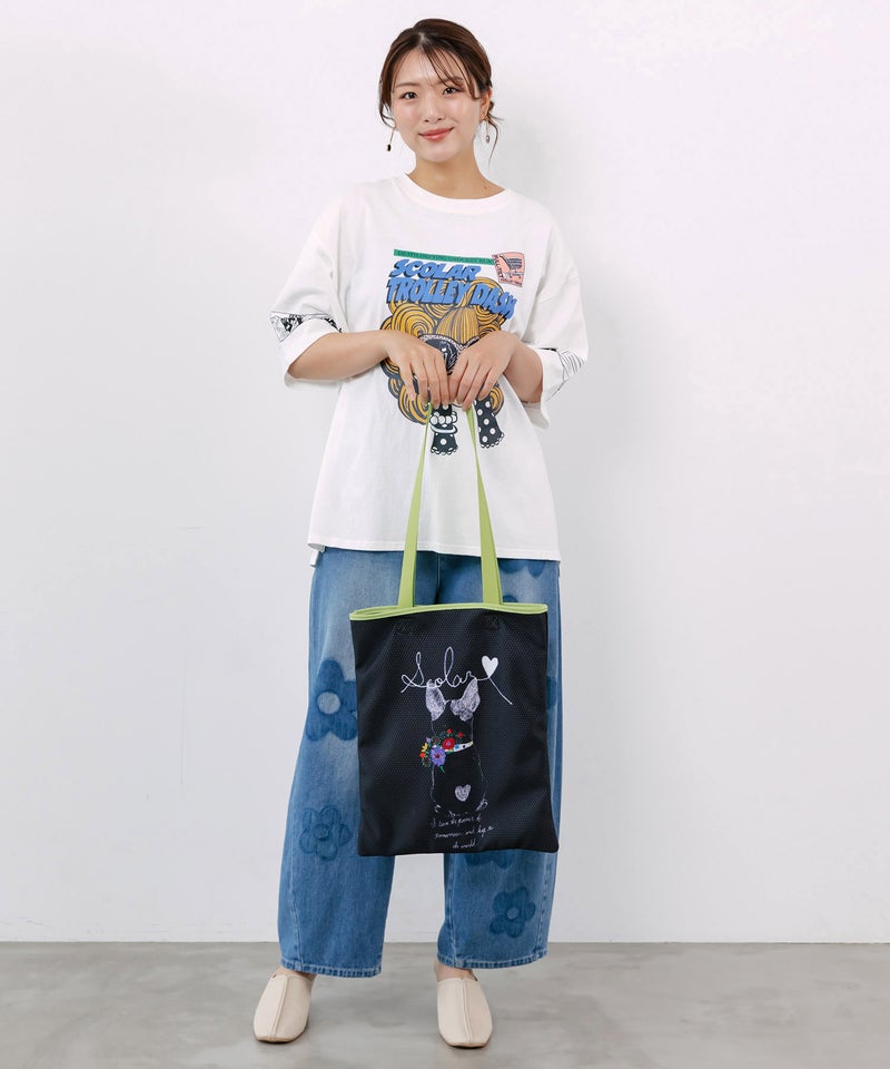 4柄展開 メッシュエンボストートバッグ-2