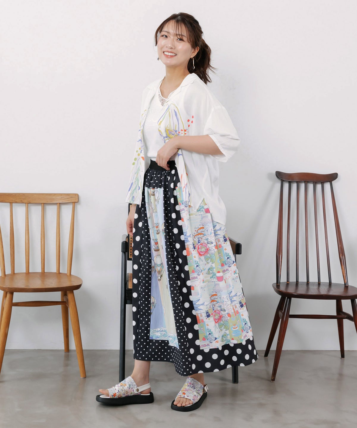 ベルト付き 2WAY花柄サンダル-10