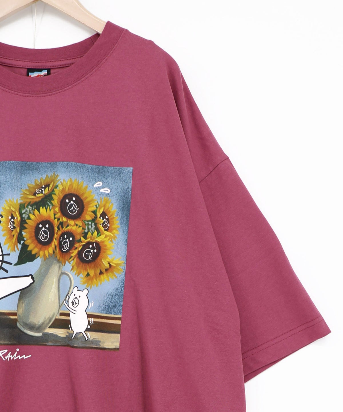 ネコの襲来アート柄 ドロスト付きTシャツ-18