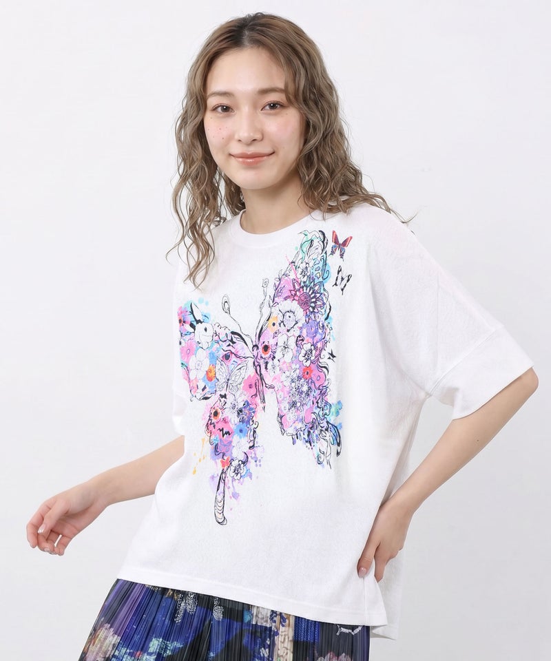 お花蝶々コラージュ ジャガードプルオーバー-1