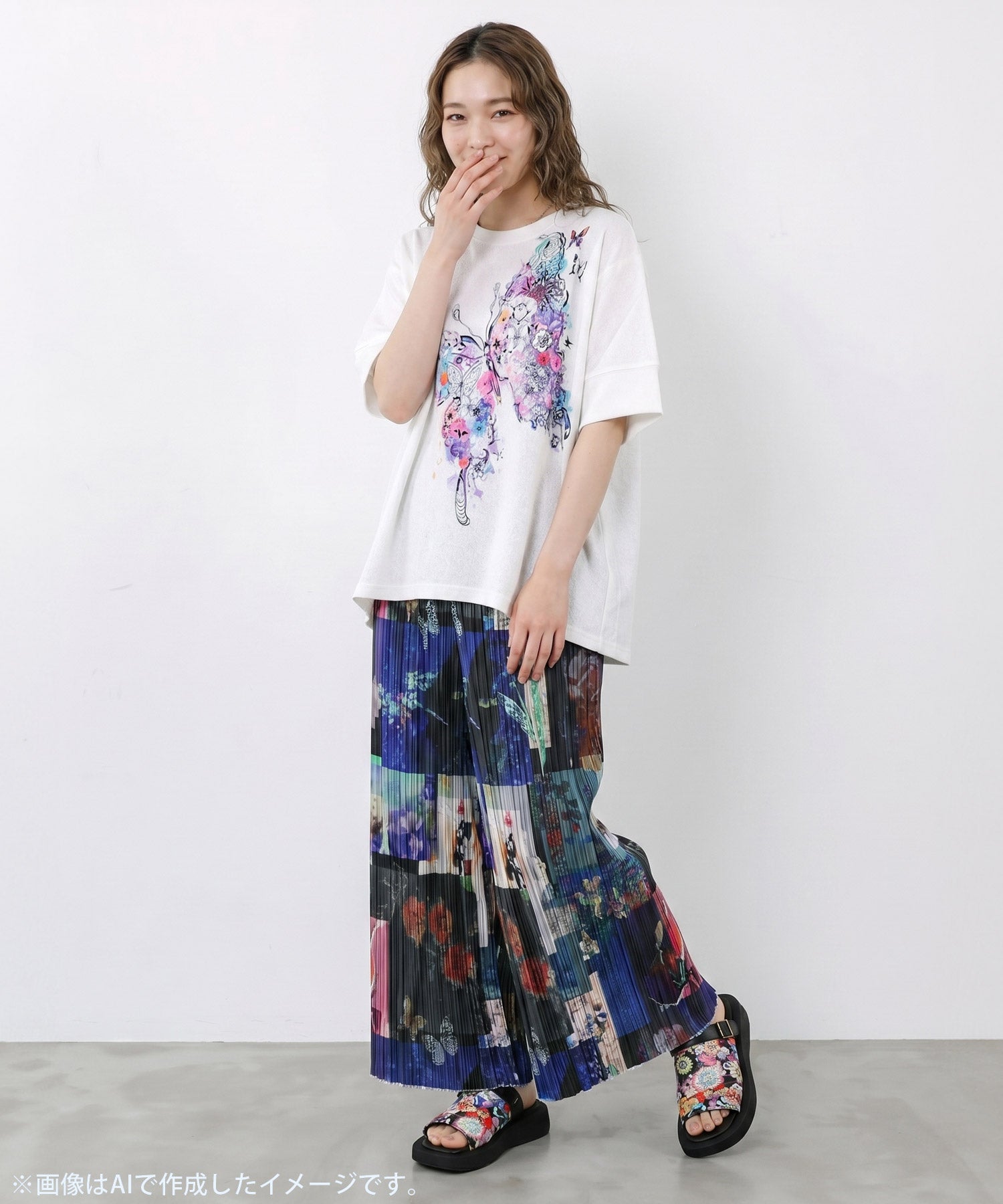 162718：お花蝶々コラージュ ジャガードプルオーバーの通販-ScoLar