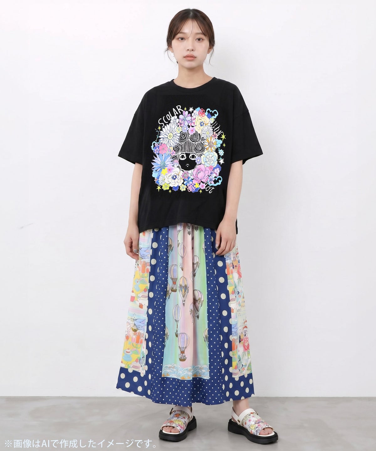 お花に埋もれるスカラーちゃん ジャガードTシャツ-3