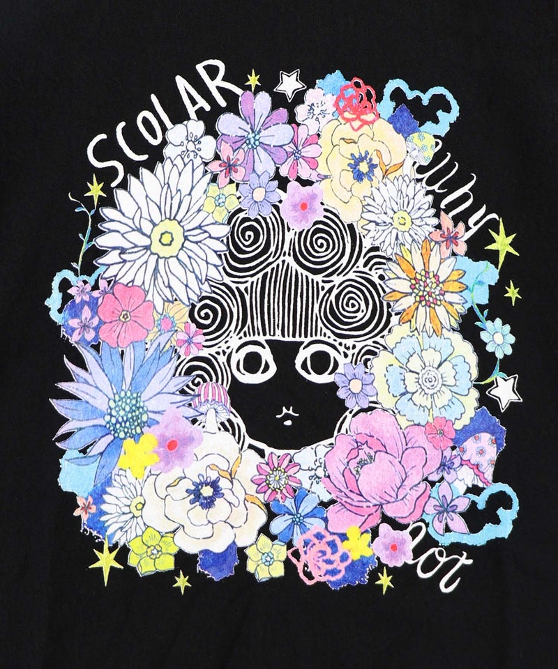 お花に埋もれるスカラーちゃん ジャガードTシャツ-7