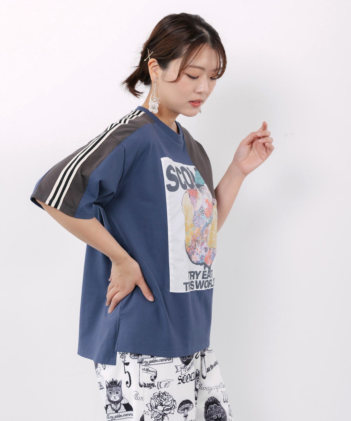 世界を味わう配色Tシャツ-4