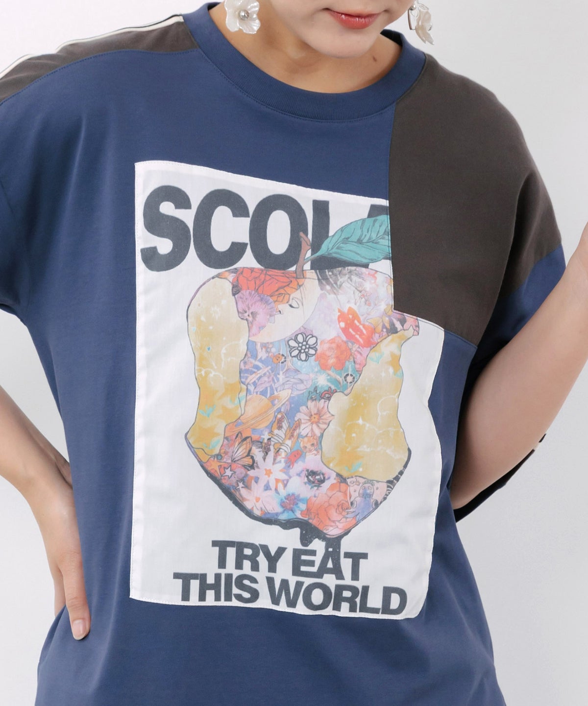 世界を味わう配色Tシャツ-8
