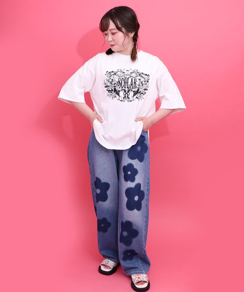 ロゴ＆ネコ 刺繍Tシャツ-2