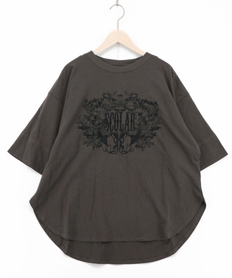 ロゴ＆ネコ 刺繍Tシャツ-9