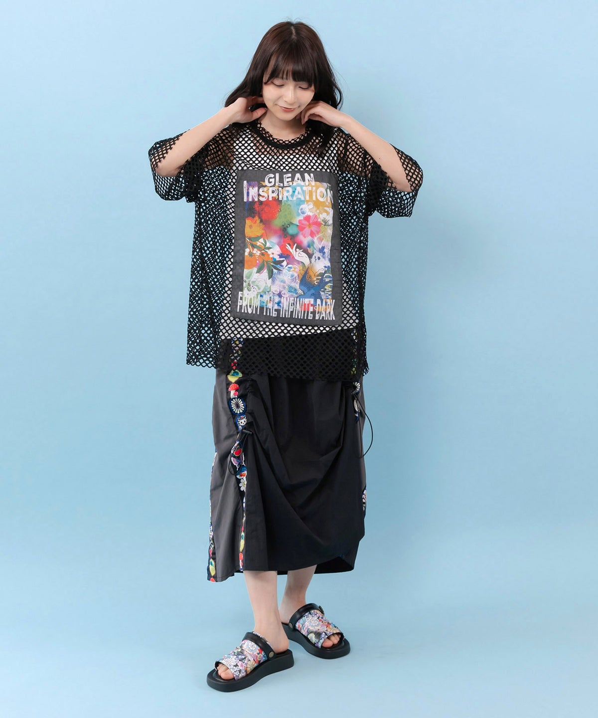 ボックスアート柄アップリケ付き メッシュプルオーバー-2