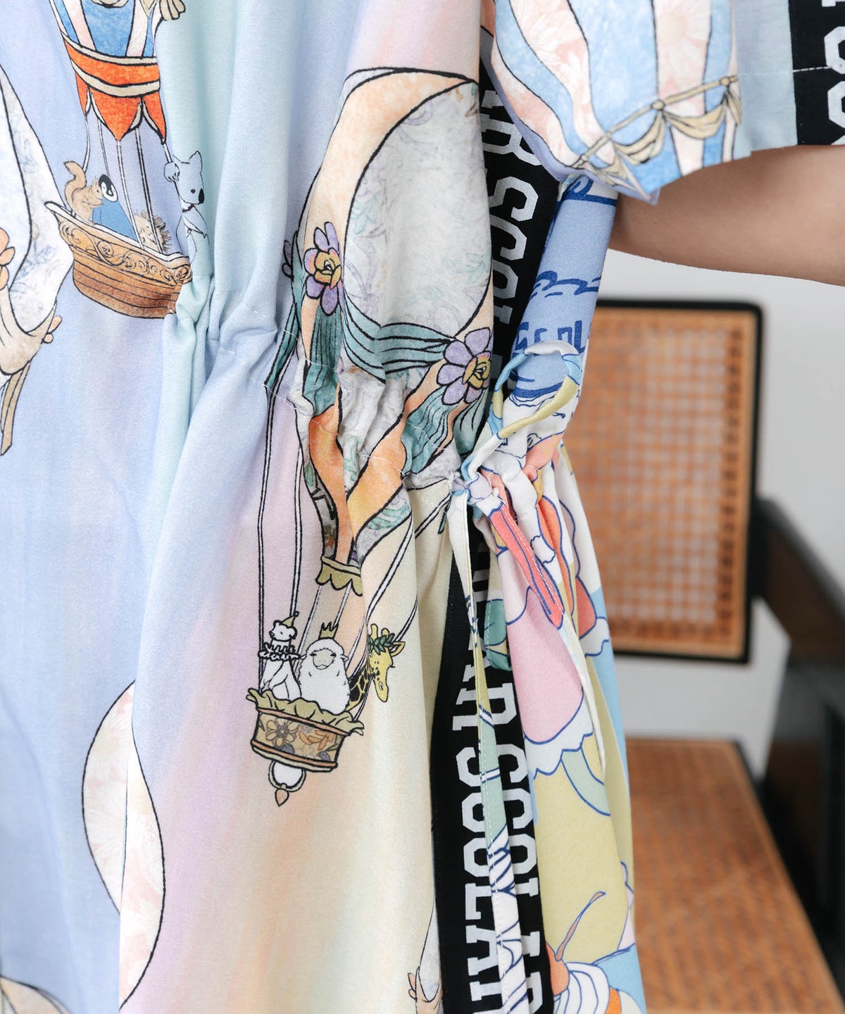 気球柄×デザート柄 前後切替シャツワンピース-7
