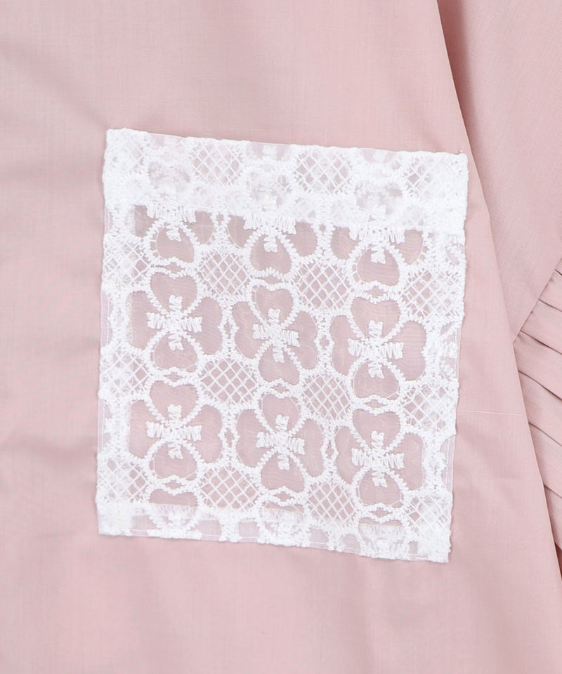 デザイナーの日常柄刺繍 袖プリーツ付きシャツ-22