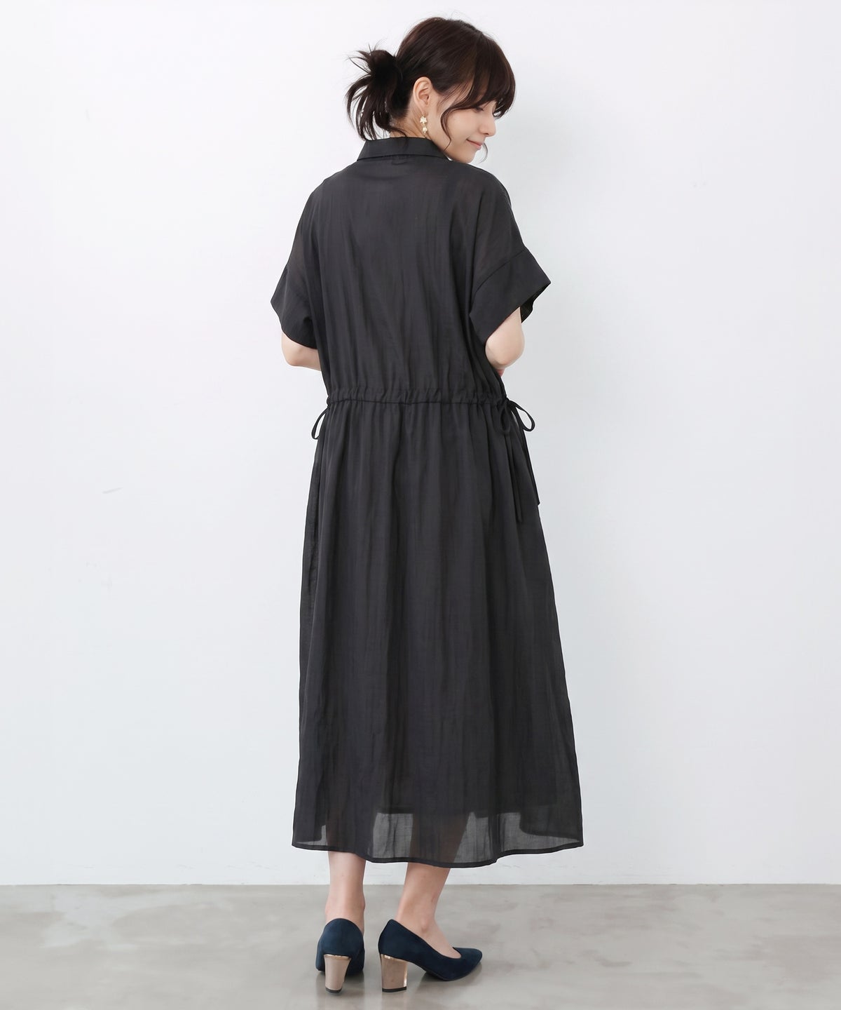 ステンドグラス風花柄シャツワンピース-3