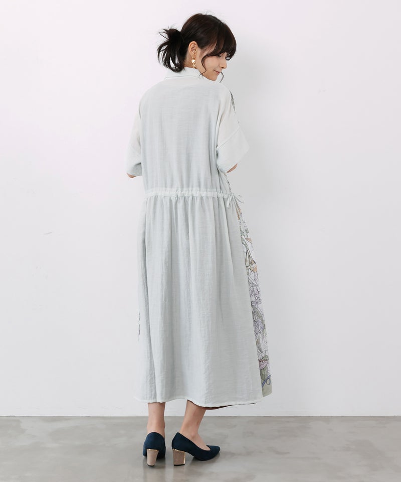 ステンドグラス風花柄シャツワンピース-4