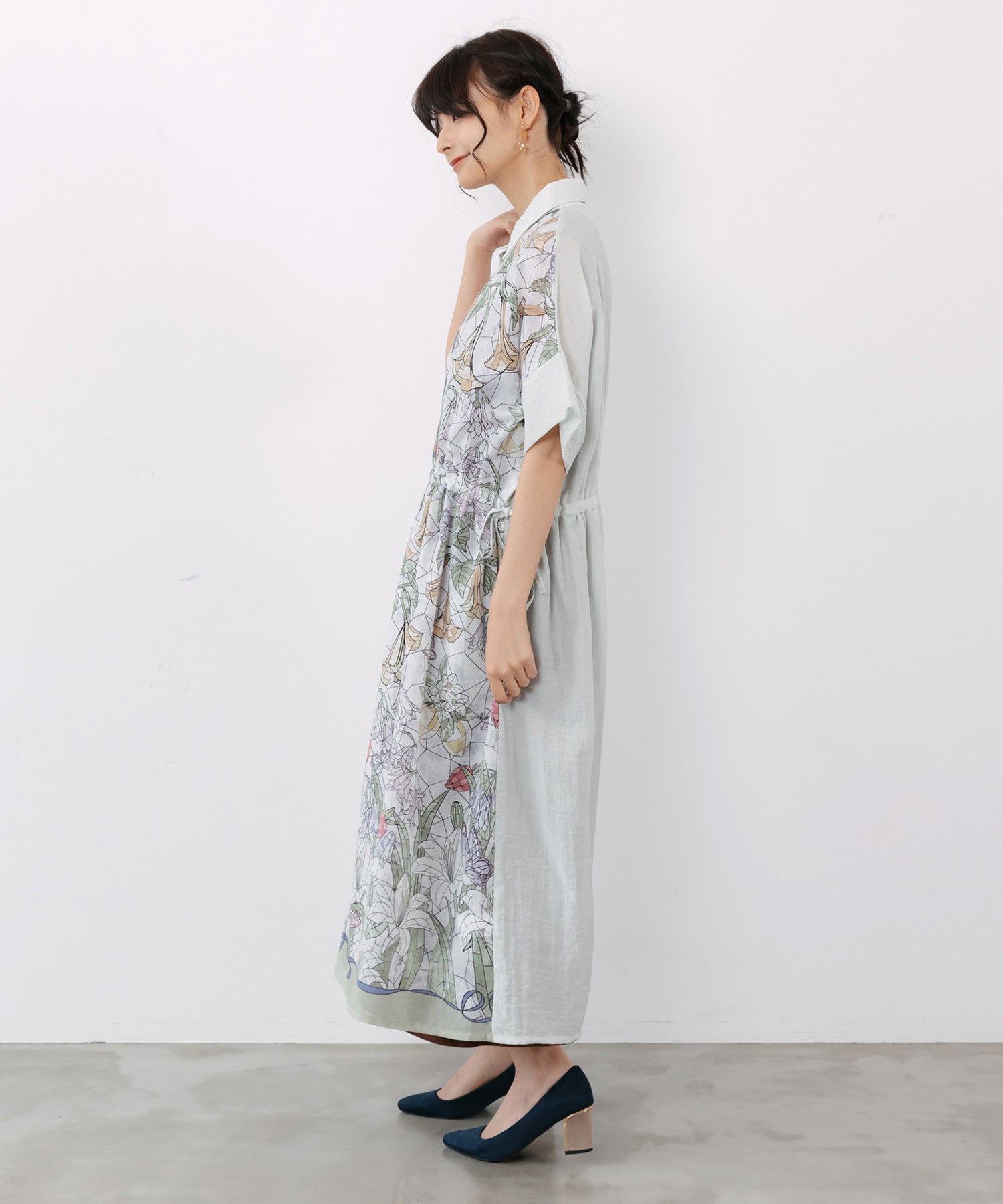 イズスカラー ステンドグラス風花柄シャツワンピース(つっきーさま専用) 562233：ステンドグラス風花柄シャツワンピースの通販-ScoLar