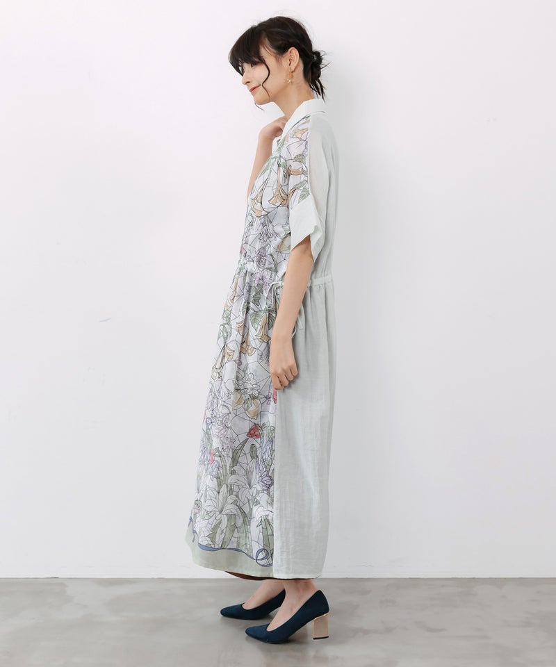 ステンドグラス風花柄シャツワンピース-5