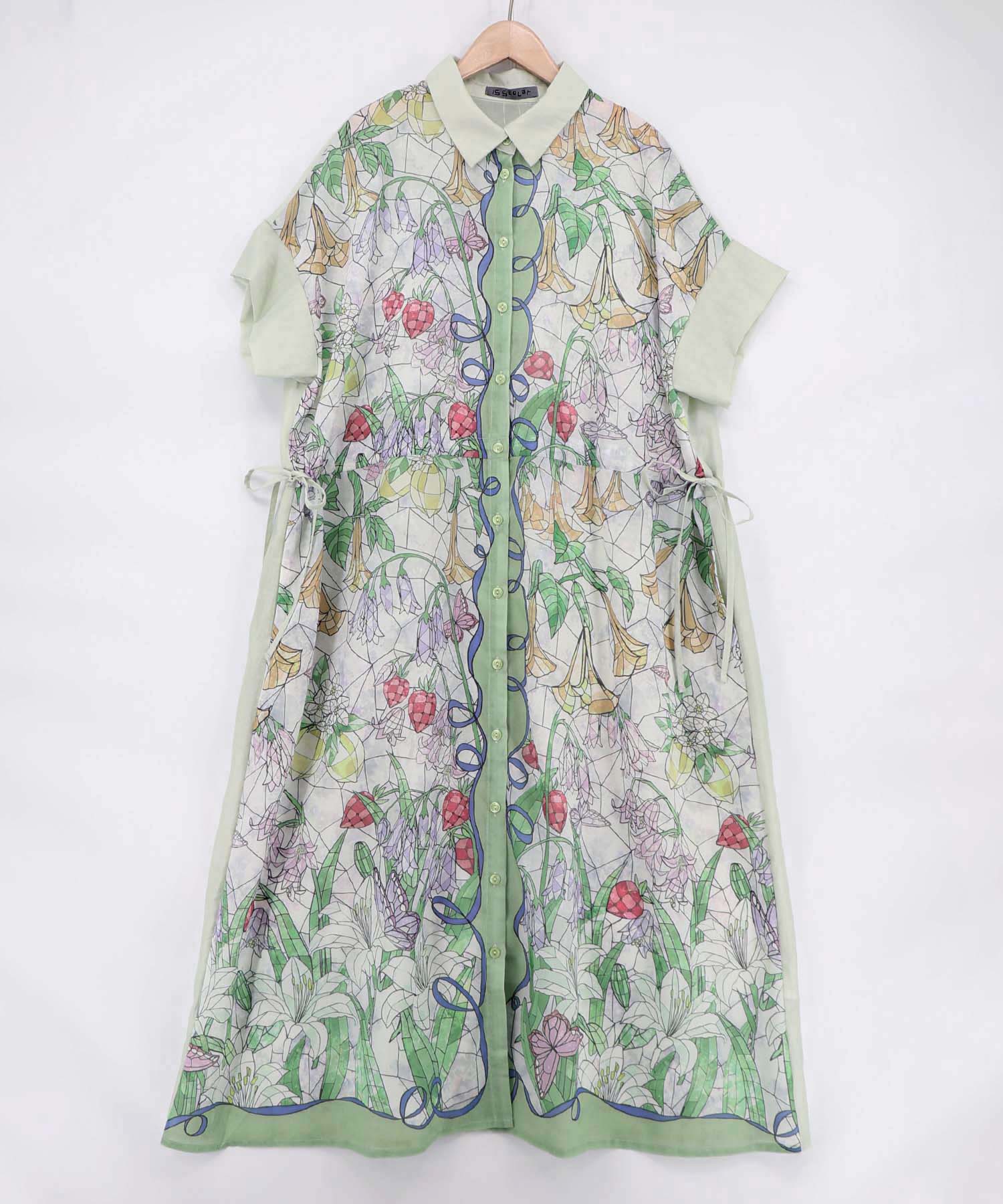 562233：ステンドグラス風花柄シャツワンピースの通販-ScoLar