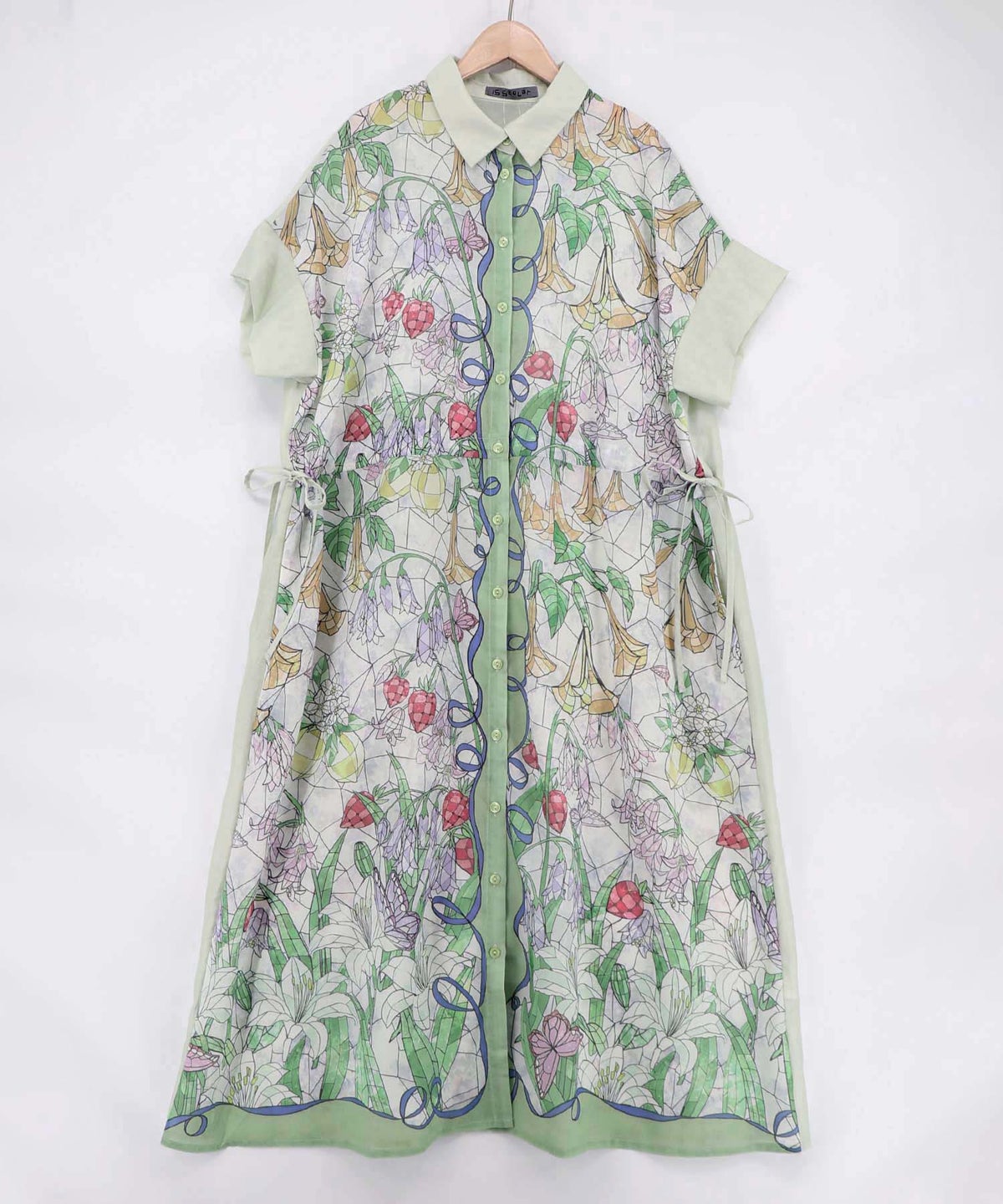 ステンドグラス風花柄シャツワンピース-15
