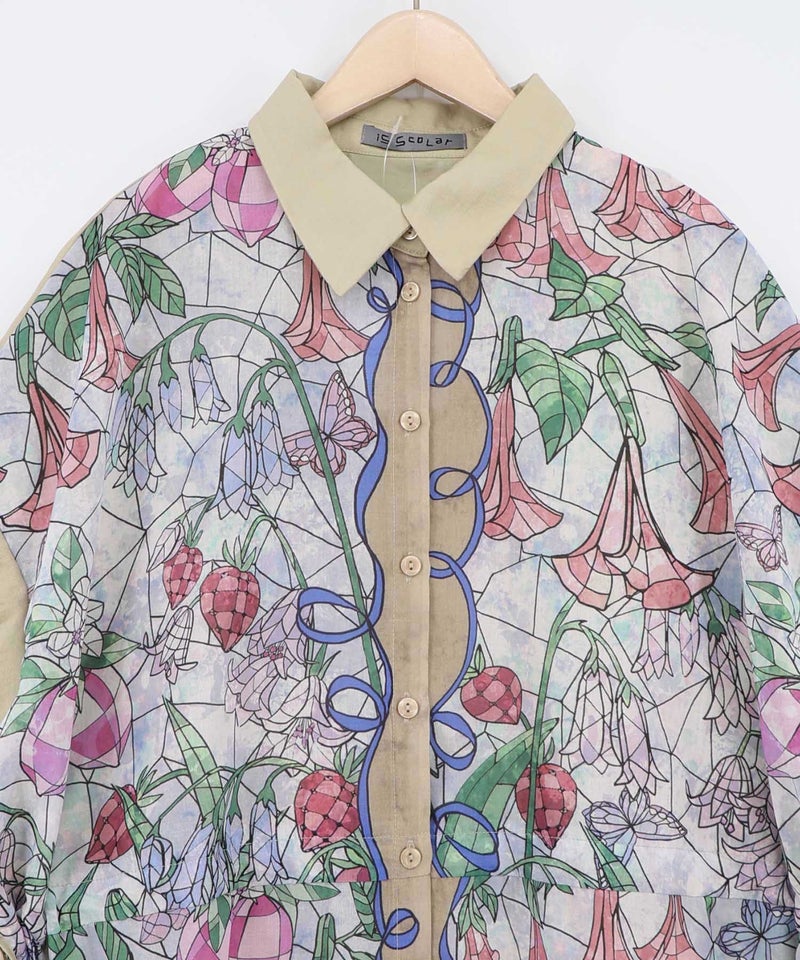 ステンドグラス風花柄シャツワンピース-21