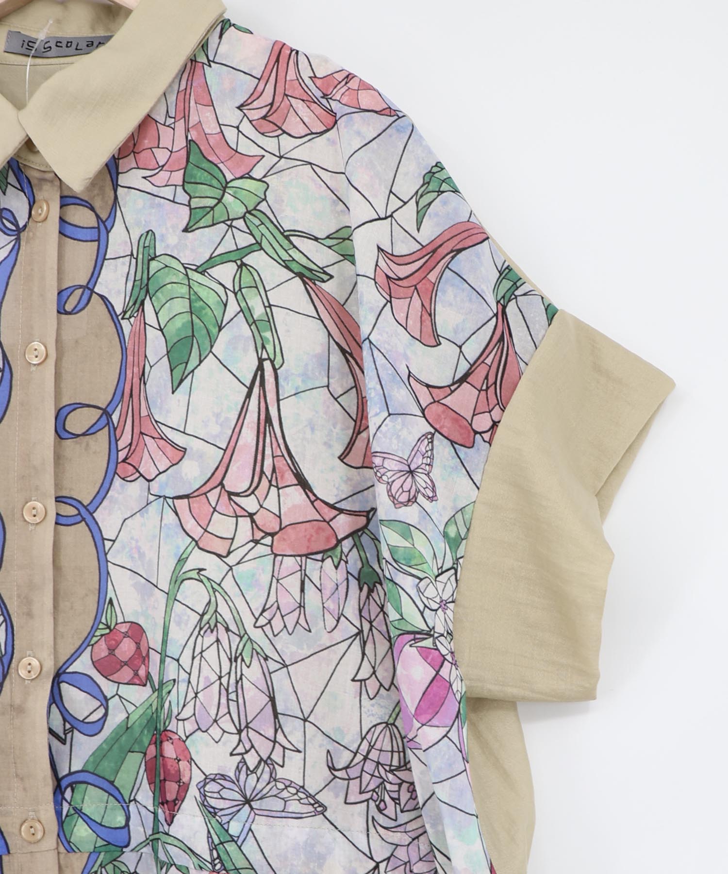 562233：ステンドグラス風花柄シャツワンピースの通販-ScoLar