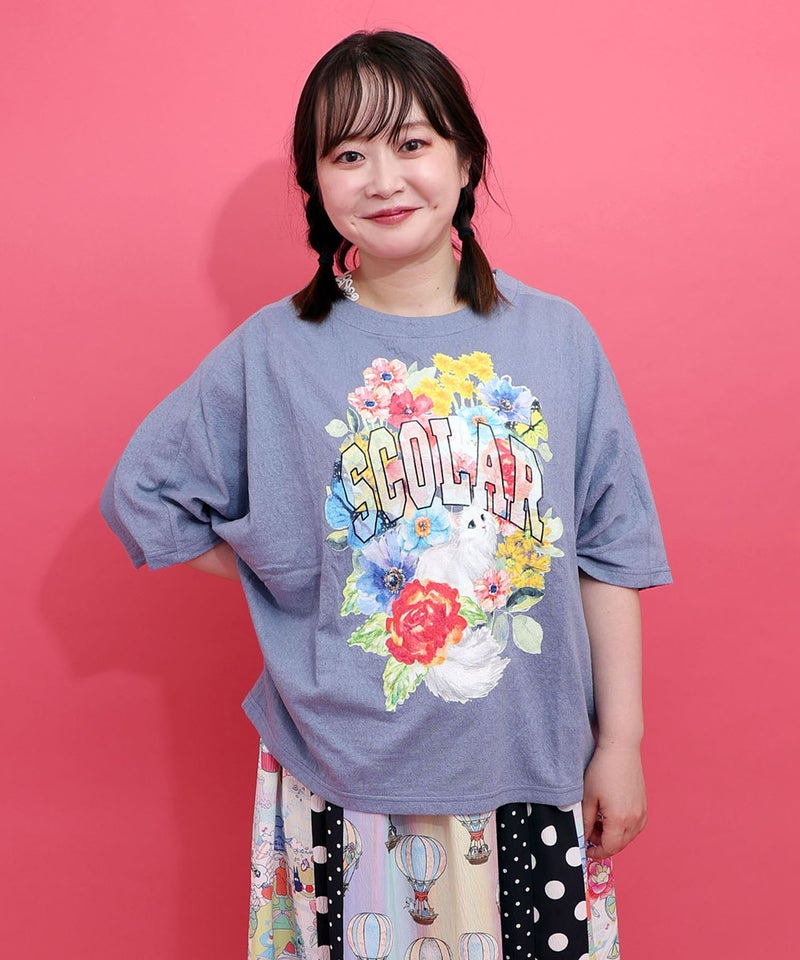 花ネコ柄 ローズジャガードプルオーバー-1