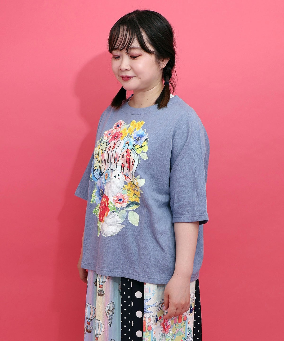 花ネコ柄 ローズジャガードプルオーバー-4