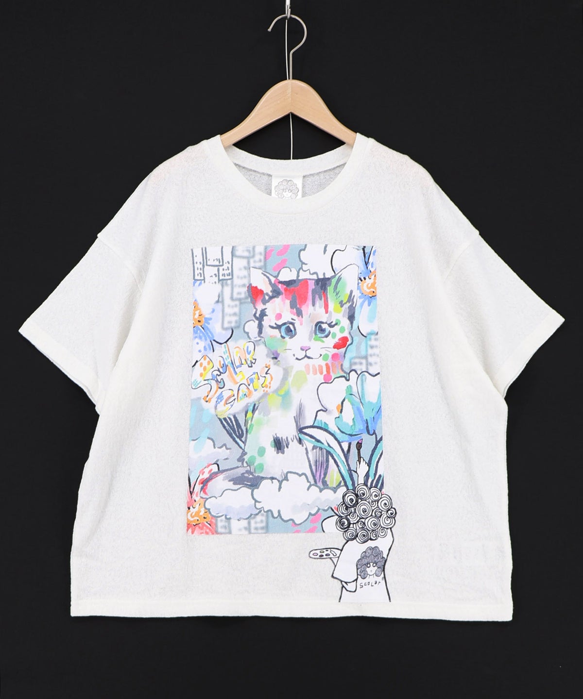 画家スカラーちゃん ネコ柄Tシャツ-8
