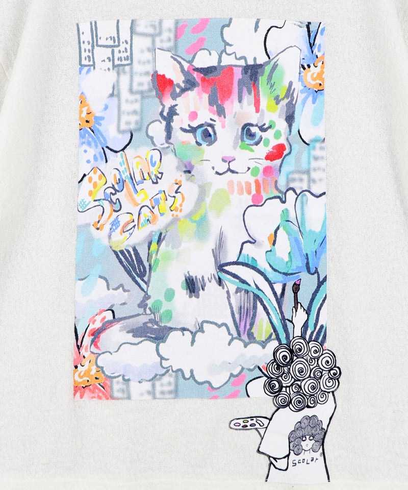画家スカラーちゃん ネコ柄Tシャツ-9