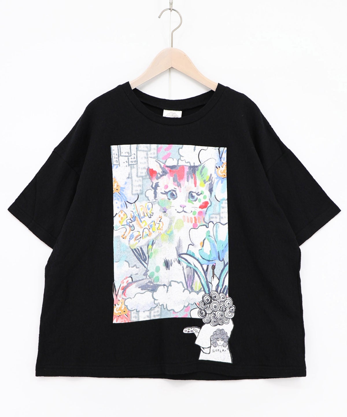 画家スカラーちゃん ネコ柄Tシャツ-10